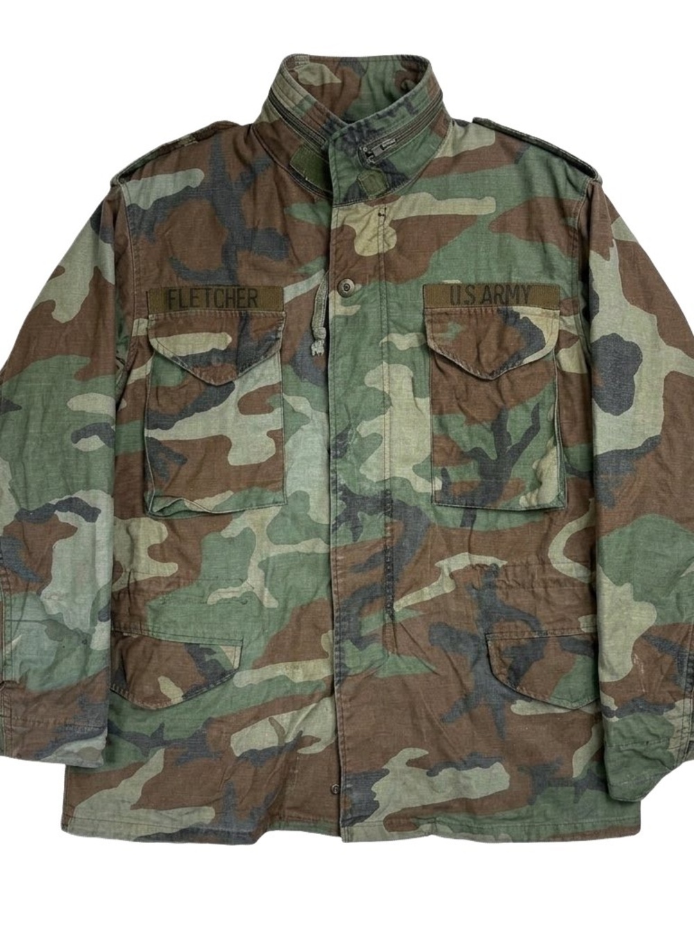 Vintage US Army M-65 Woodland Camo Field Jacket Medium